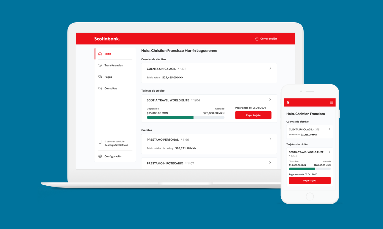 ScotiaWeb. Redesigned Desktop Application for Personal Banking
