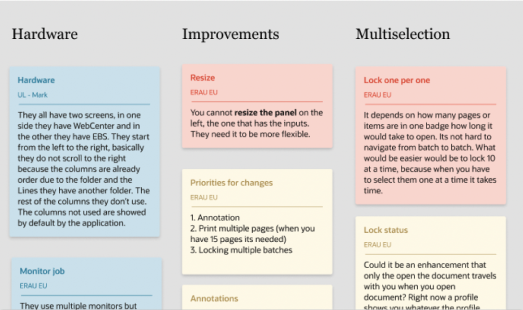 Interview's clustered notes sample