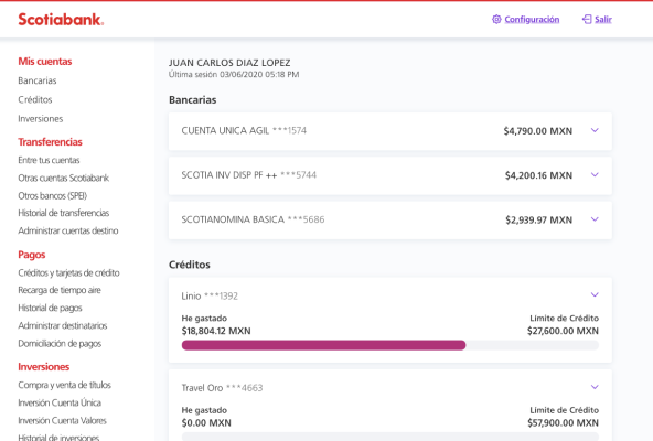 ScotiaWeb's old Dashboard