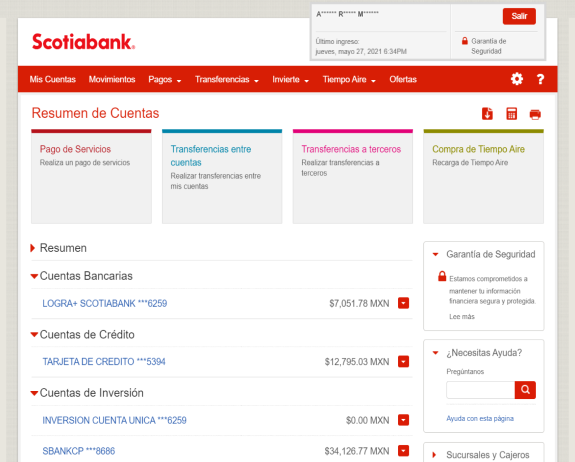 Original ScotiaWeb Interface