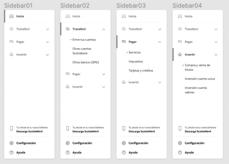 Sample of architecture information model represented in a vertical navigation bar